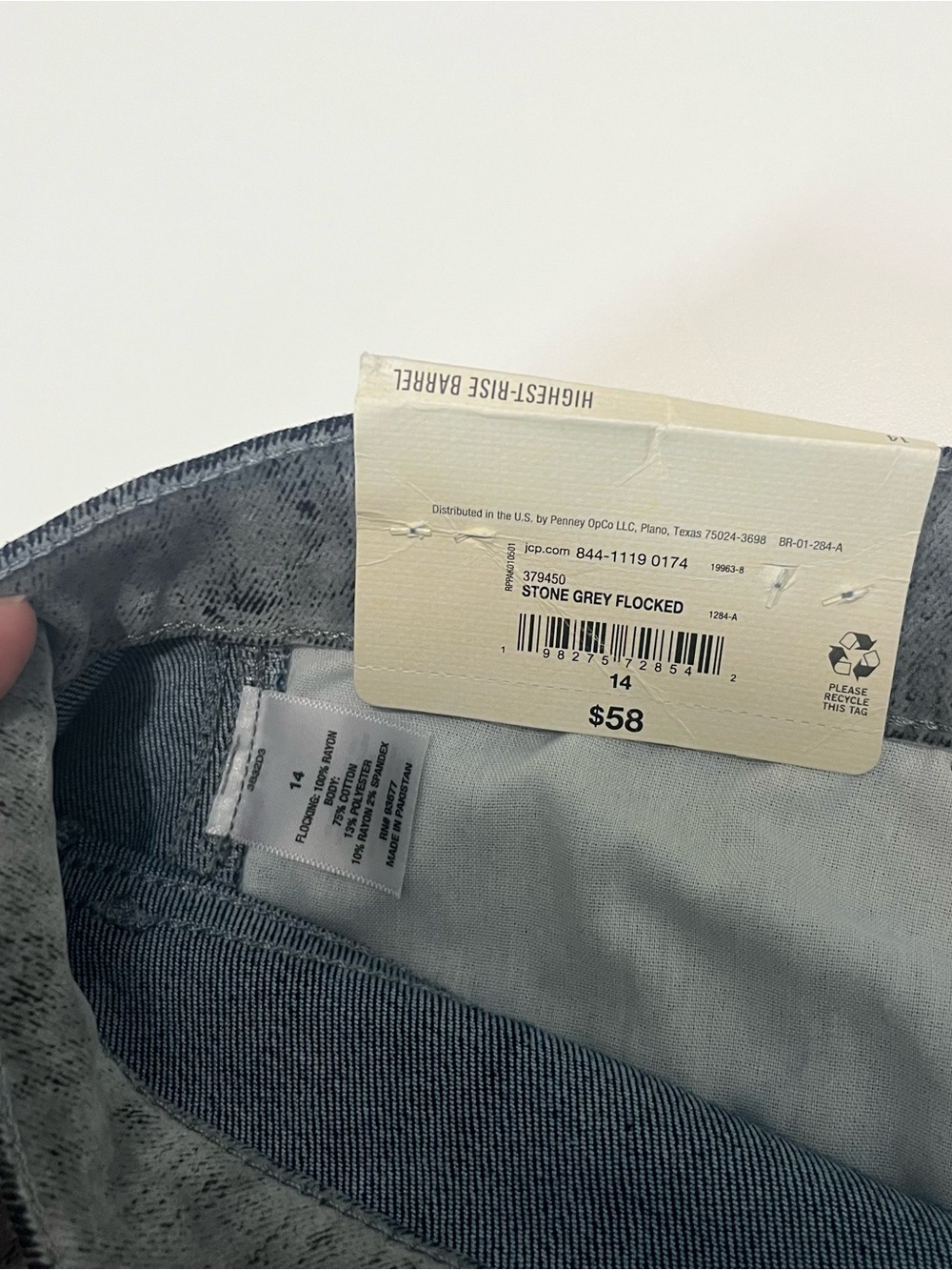 NWT a.n.a Highest Rise Barrel Jeans in Stone Grey Flocked - Size 14 - Picture 5 of 6